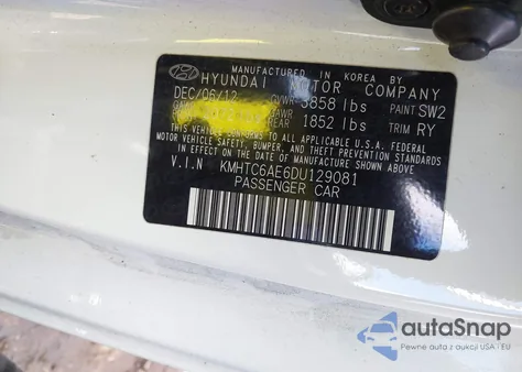 2013 Hyundai Veloster Turbo W/Black z USA, uszkodzony, nr VIN KMHTC6AE6DU129081